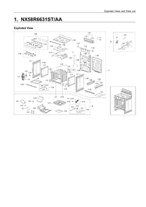 Main Assembly Diagram and Parts List for NX58R6631ST AA-00 Samsung Range