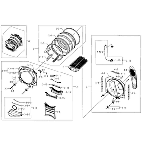 Drum Diagram and Parts List for DV435GTGJRA A1-0001 Samsung Dryer