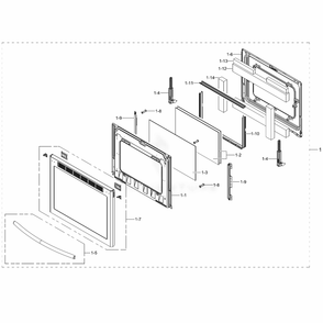 Assembly Door Diagram and Parts List for NE58F9710WS (AC)(0002) Samsung Range