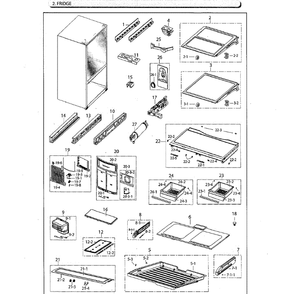 Fridge Diagram and Parts List for RF261BEAESG AA-0001 Samsung Refrigerator