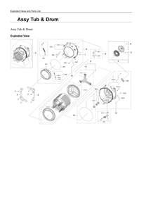 Tub And Drum Assembly Diagram and Parts List for WF45A6400AW US-00 Samsung Washer