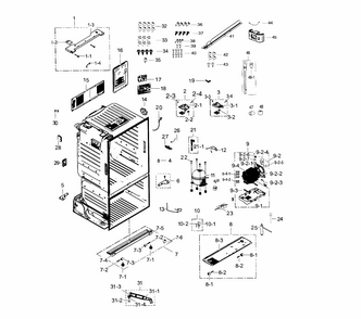Cabinet Diagram and Parts List for RF263TEAEBC AA-0003 Samsung Refrigerator