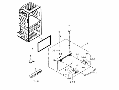 Freezer Door Diagram and Parts List for RF25HMEDBBC AA-0003 Samsung Refrigerator