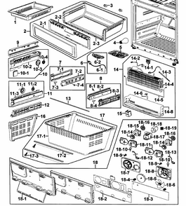 Freezer Diagram and Parts List for RF267AABP XAA-0000 Samsung Refrigerator