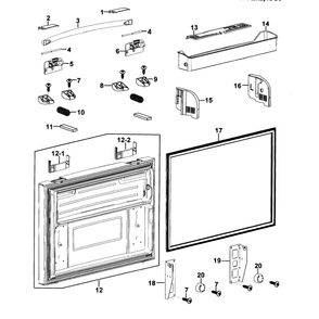 Freezer Door Diagram and Parts List for RF267AZRS XAA-0000 Samsung Refrigerator