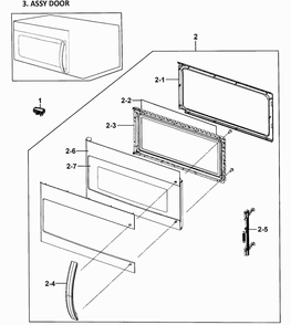 Door Assy Diagram and Parts List for 40185059210  Kenmore Microwave