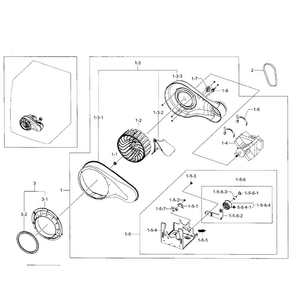 Motor Diagram and Parts List for DV331AER XAA-0002 Samsung Dryer