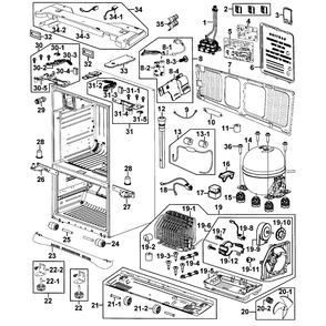 Cabinet Diagram and Parts List for RF267AZPN XAA-0000 Samsung Refrigerator
