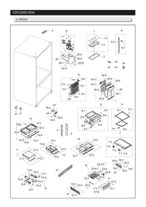 Refrigerator Diagram and Parts List for RF263BEAESG AA-03 Samsung Refrigerator