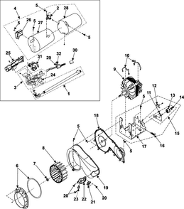 Blower/heater/motor Diagram and Parts List for DV316BGW XAA Samsung Dryer