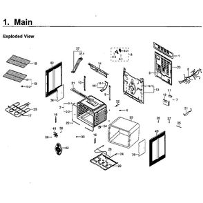 Main Assembly Diagram and Parts List for NE59M4320SS AA-0001 Samsung Microwave Oven Combo