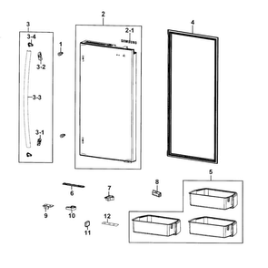 Refrigerator Door R Diagram and Parts List for RF4287HARS XAA-0002 Samsung Refrigerator