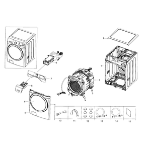 Main Assembly Diagram and Parts List for WF42H5600AP A2-0000 Samsung Washer