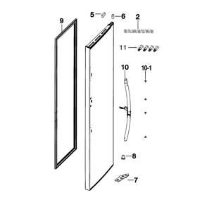 Door-Outer-Fridge Diagram and Parts List for RH25H5611SR AA-0000 Samsung Refrigerator