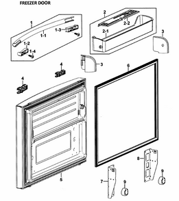 Freezer Door Diagram and Parts List for RF266AASH XAA-0000 Samsung Refrigerator