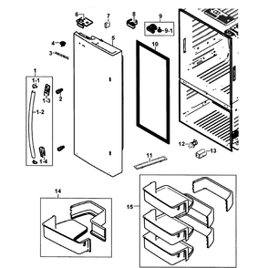 Right Door Diagram and Parts List for RF263BEAESR AA-0000 Samsung Refrigerator
