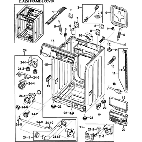 Cabinet Assembly Diagram and Parts List for WF419AAU XAA-00 Samsung Washer
