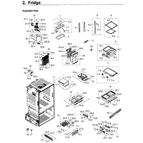 Fridge Diagram and Parts List for RF263TEAEWW AA-02 Samsung Refrigerator