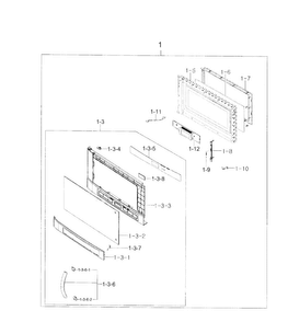 Door Assy Diagram and Parts List for SMH9207ST XAA-0001 Samsung Microwave