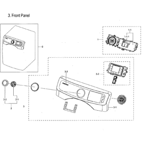 Control Panel Diagram and Parts List for DVE45M5500Z A3-0000 Samsung Dryer