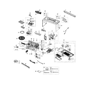 Main Assembly Diagram and Parts List for ME18H704SFS AA-01 Samsung Microwave Oven Combo
