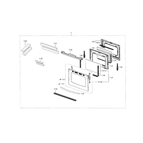 Door Diagram and Parts List for NX58F5700WS AA-03 Samsung Range