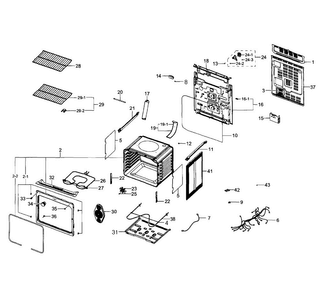 Main Section Diagram and Parts List for NE59J3420SW AA-0002 Samsung Range