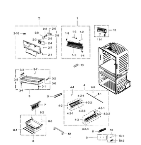 Freezer Diagram and Parts List for RF28HMEDBSR AA-0009 Samsung Refrigerator