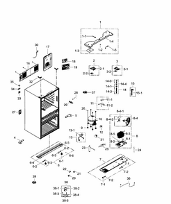 Cabinet Diagram and Parts List for RF31FMEDBBC AA-0004 Samsung Refrigerator