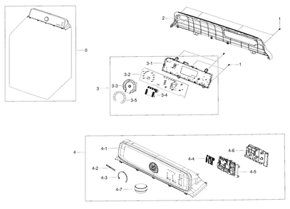 Control Panel Diagram and Parts List for DV40J3000GW A2-0000 Samsung Dryer