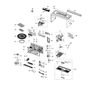 Main Assy Diagram and Parts List for ME20H705MSW AA-0001 Samsung Microwave
