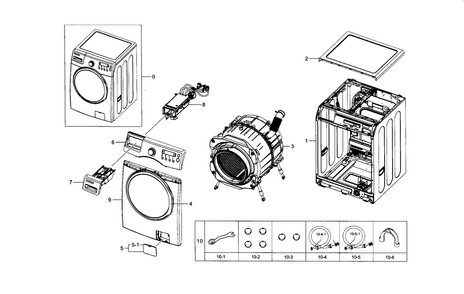 Main Diagram and Parts List for WF330ANW XAA-0006 Samsung Washer
