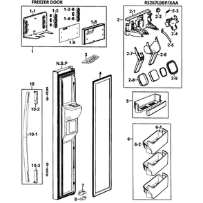 Left Door Diagram and Parts List for RS267LBBP XAA-0000 Samsung Refrigerator