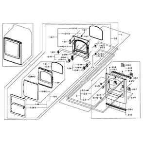 Front / Door Assembly Diagram and Parts List for DV50F9A6GVW A2-01 Samsung Dryer