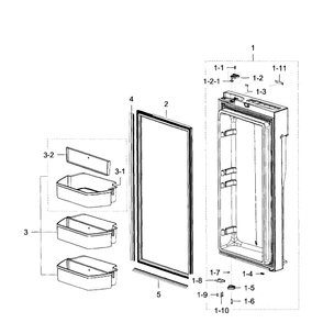 Door Rt-Fridge Diagram and Parts List for RF32FMQDBSR AA-0006 Samsung Refrigerator