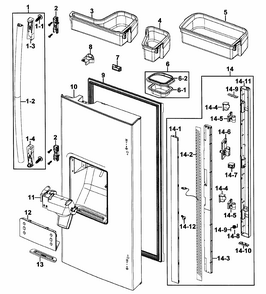 Part Location Diagram of DA97-05423D Samsung Dispenser Cover Assembly