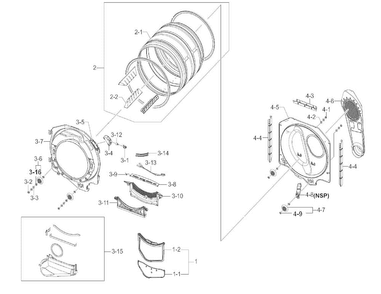 Drum Assy Diagram and Parts List for 40289032010  Kenmore Dryer