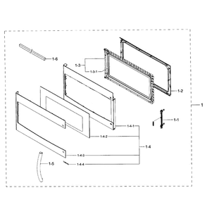 Door Section Diagram and Parts List for MC17F808KDT AA-01 Samsung Microwave Oven Combo