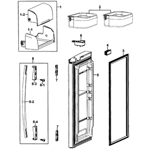 Right Door Diagram and Parts List for RF267ABBP XAA-00 Samsung Refrigerator