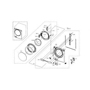 Frame Front And Door Diagram and Parts List for WF448AAE XAA-02 Samsung Washer