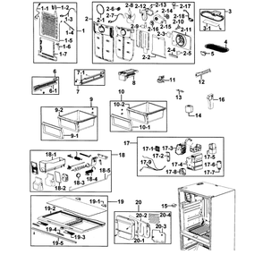 Refrigerator Diagram and Parts List for RF26XAZRS XAA-0000 Samsung Refrigerator