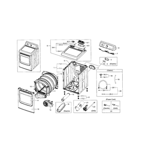 Main Assembly Diagram and Parts List for DV5471AGW XAA-0002 Samsung Dryer