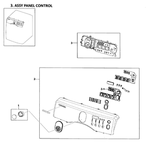 Control Panel Diagram and Parts List for DV219AGW XAA-01 Samsung Dryer