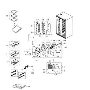 Fridge Diagram and Parts List for RS265TDBP XAA-02 Samsung Refrigerator