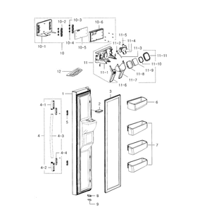 Left Door Diagram and Parts List for RS2530BWP XAA-0000 Samsung Refrigerator
