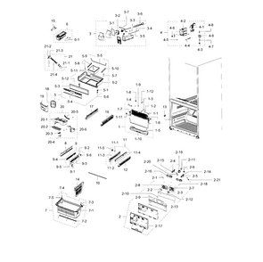 Freezer Diagram and Parts List for RFG238AAWP XAA-0000 Samsung Refrigerator