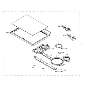 Cooktop Section Diagram and Parts List for NE59J7850WS AA-01 Samsung Range