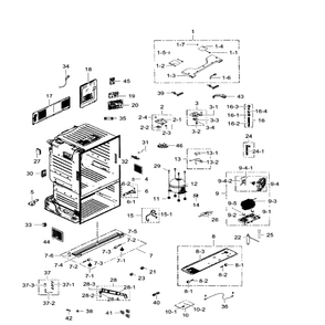 Cabinet Diagram and Parts List for RF30HDEDTSR AA-08 Samsung Refrigerator