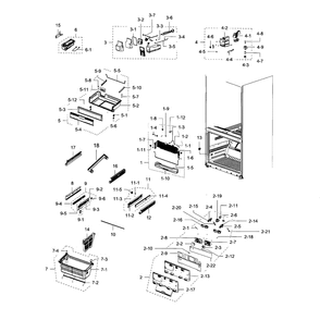 Freezer Diagram and Parts List for RFG237AABP XAA-05 Samsung Refrigerator