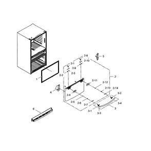 Freezer Door Diagram and Parts List for RF24FSEDBSR AA-03 Samsung Refrigerator